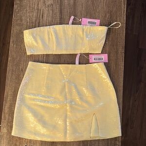 Yellow Sequin Two-Piece Set